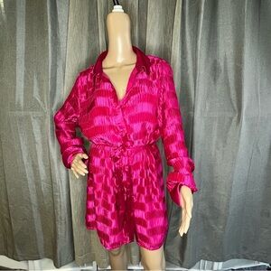 Love Riche Hot Pink Pleated Dress Large